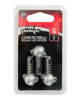 Fox Rage Corkscrew Round Jig Heads, 3 Pcs